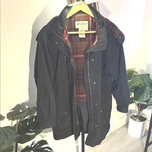 Eddie Bauer Wool-Lined Plaid Jacket Fisherman Grandpa Chic LG